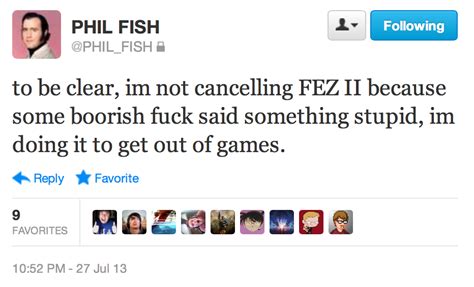 phil fish twitter|fez 2 cancelled.